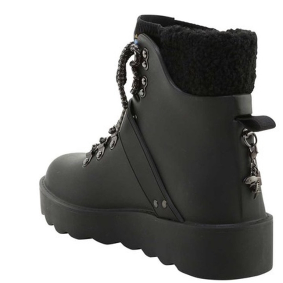 Black Coach boots rubber urban hiker booties sz 6B New FIRM - Picture 3 of 13